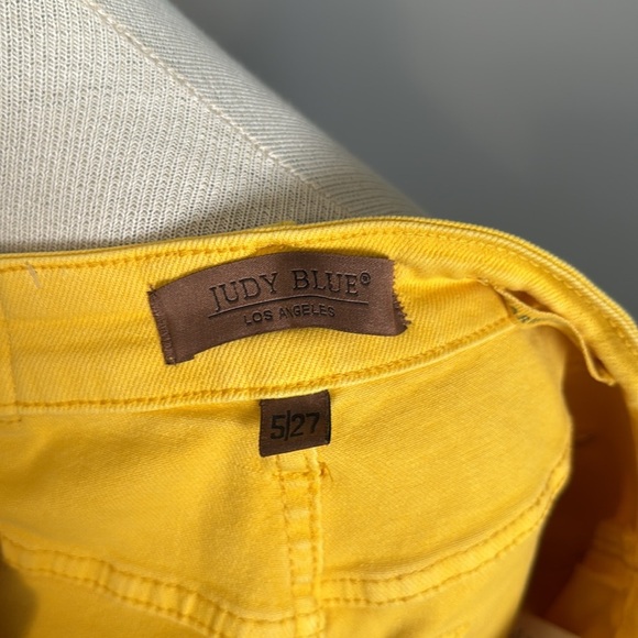 Judy Blue - High Waist Yellow Braided Waistband Wide Leg Crop Denim Jeans - 5/27 - Picture 9 of 9